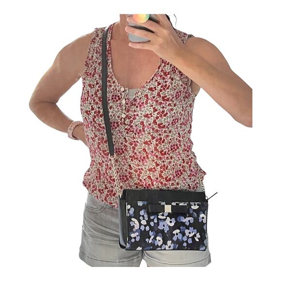 Kate Spade Crossbody Bag Blue White Floral Print Summer Designer‎ Shoulder Purse - Picture 2 of 16